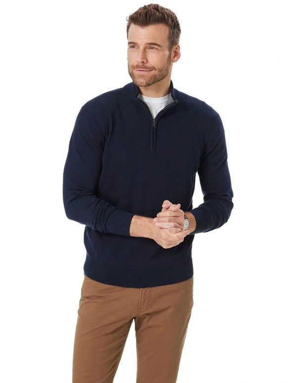 Gazman  High Flex Half Zip Sweater in Navy