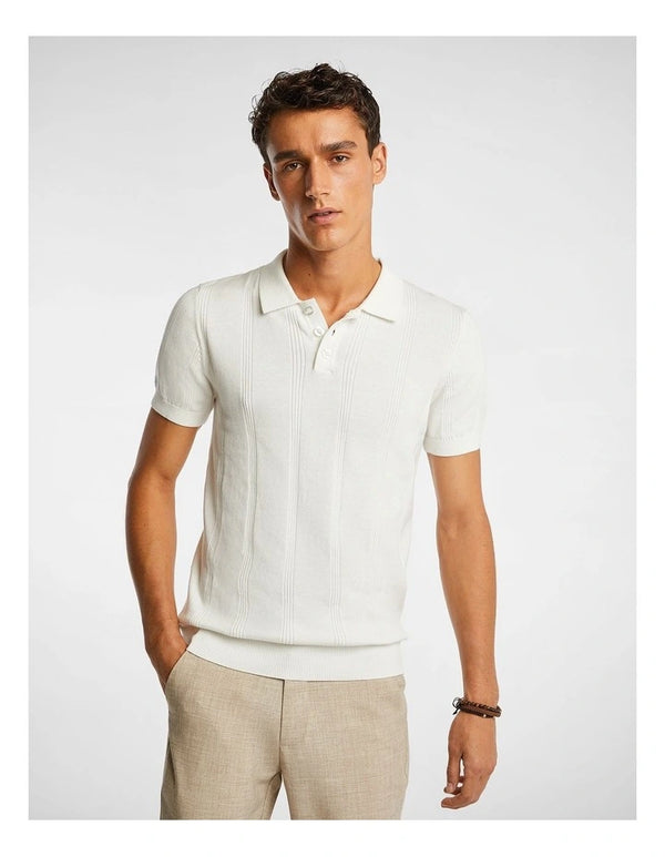 yd. Tony Knitted Polo Shirt in White