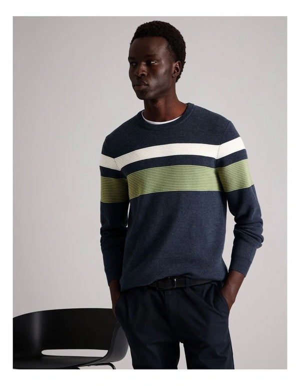 Blaq  Edward Engineered Stripe Knit in Sage