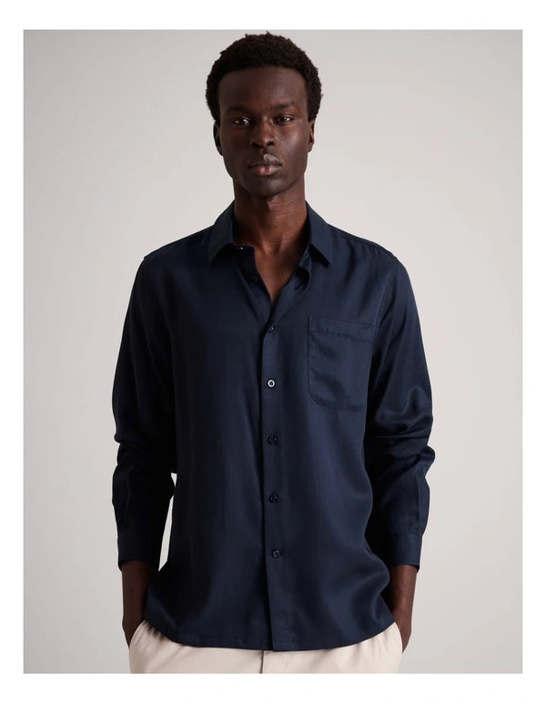 Blaq Luca Lyocell Long Sleeve Shirt in Navy