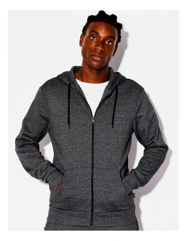 Kenji  Basics  Mitchell Zip Thru Hoodie in Char Marle