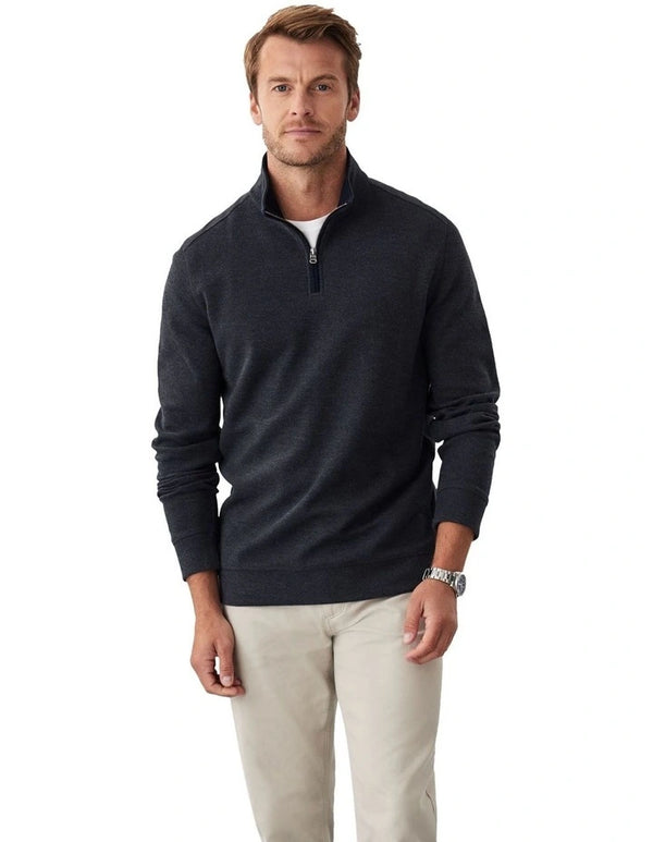 Gazman  Half Zip French Rib Sweat Top in Charcoal