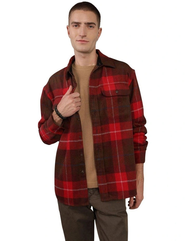 AE  Fireside Flannel Shirt in Warm Red