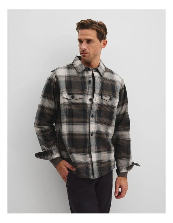 Country Road  Check Sherpa Jacket in Charcoal