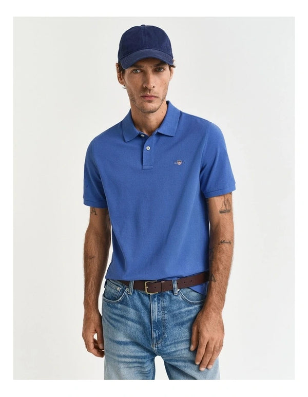 Gant  Regular Fit Shield Pique Polo Shirt in Rich Blue